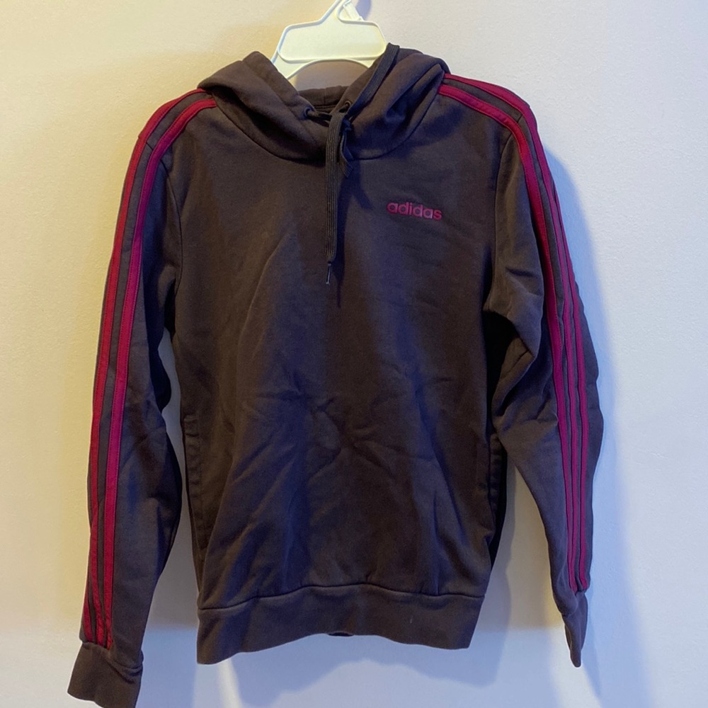 Adidas dark purple long sleeve pullover hoodie sweatshirt sz xs